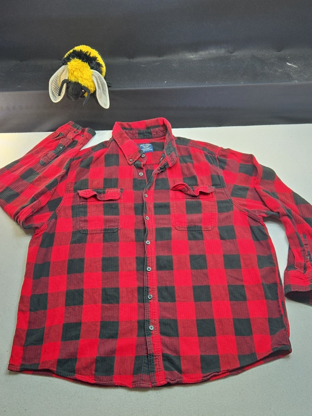 Faded Glory Men's Red & Black Buffalo Plaid Button-Up Shirt